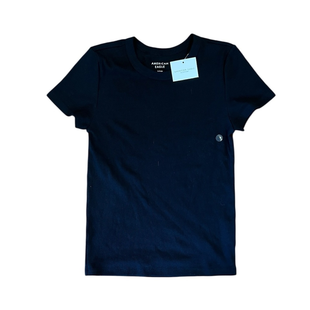 NWT American Eagle Black Short Sleeved Ribbed Top